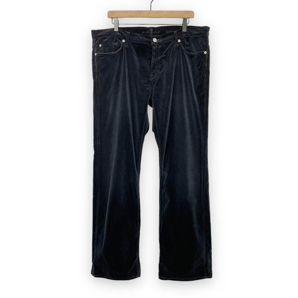 7 for all Mankind | Black Velvet Velour Mid Rise Bootcut Pants